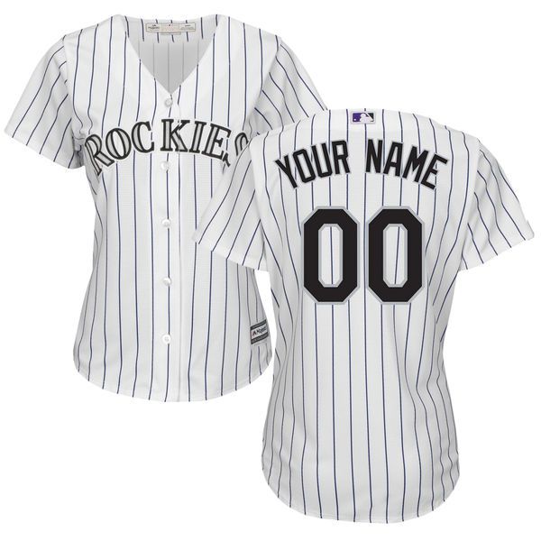 Women Colorado Rockies Majestic White Purple Home Cool Base Custom MLB Jersey->customized mlb jersey->Custom Jersey